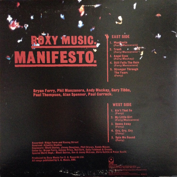 Roxy Music : Manifesto (LP, Album, Mon)